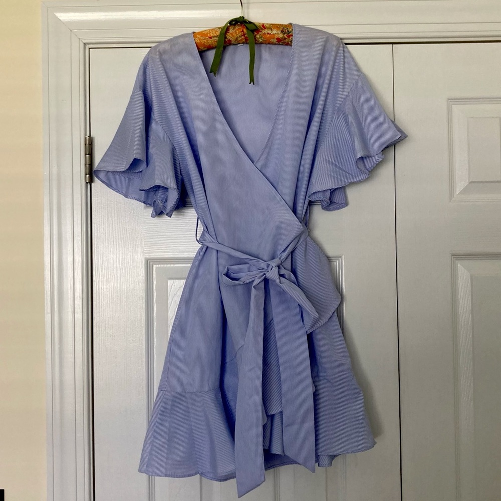 Pinstripe Wrap Dress